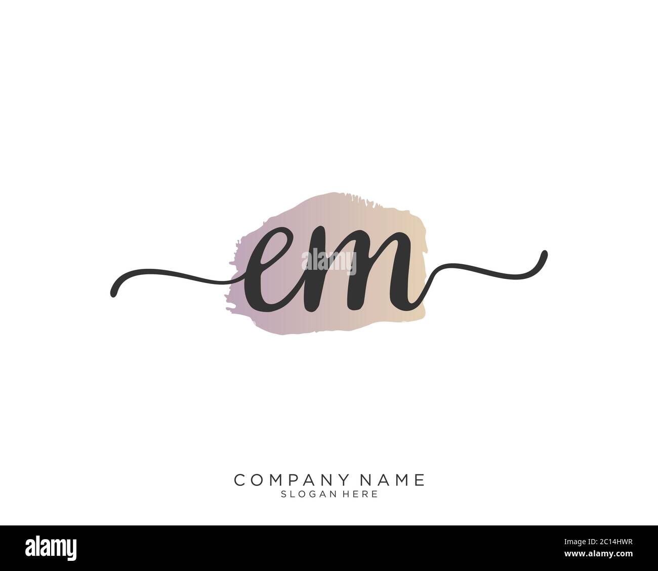 EM Initial handwriting logo vector Stock Vector