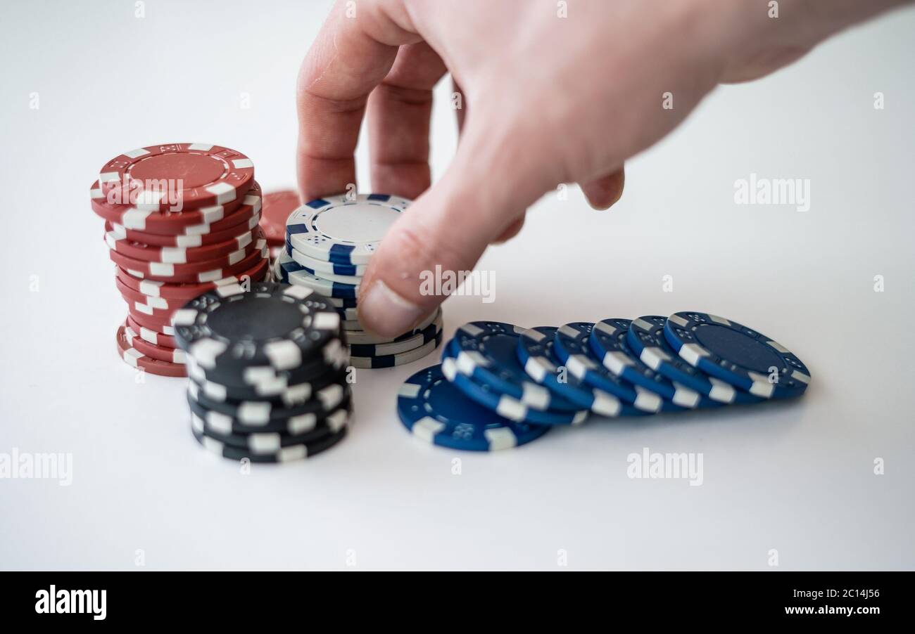 Closeup Photos That Focuses On The Four Of A Kind Card With King Card And Ace Card Of Poker Game In The Hand Play Game During Home Quarantine Stock Photo Alamy
