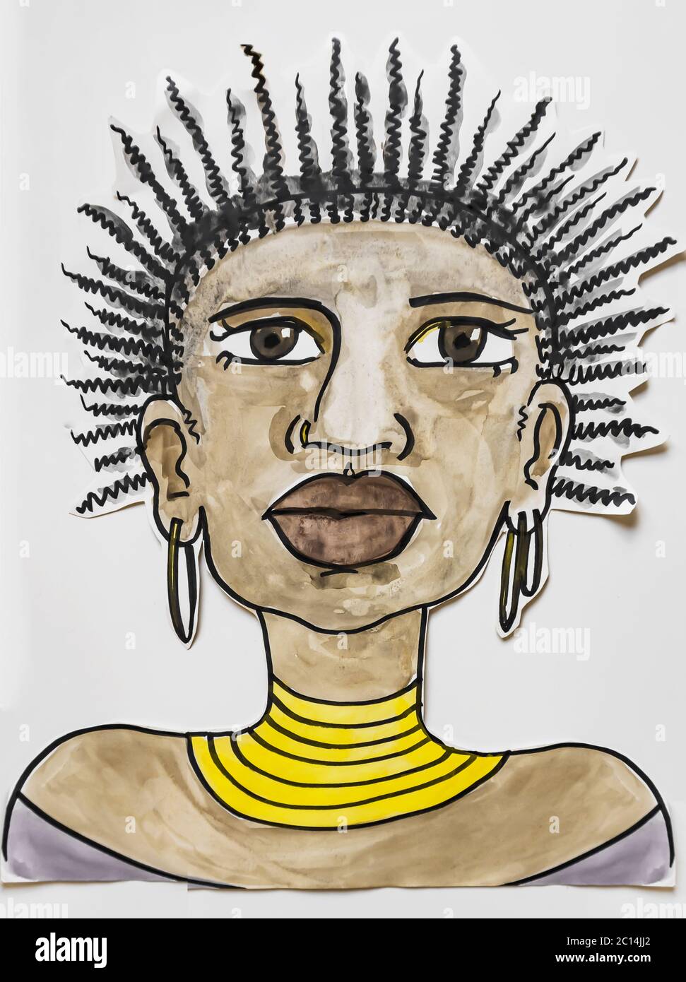 https://c8.alamy.com/comp/2C14JJ2/kids-drawings-black-woman-face-with-afro-hair-2C14JJ2.jpg