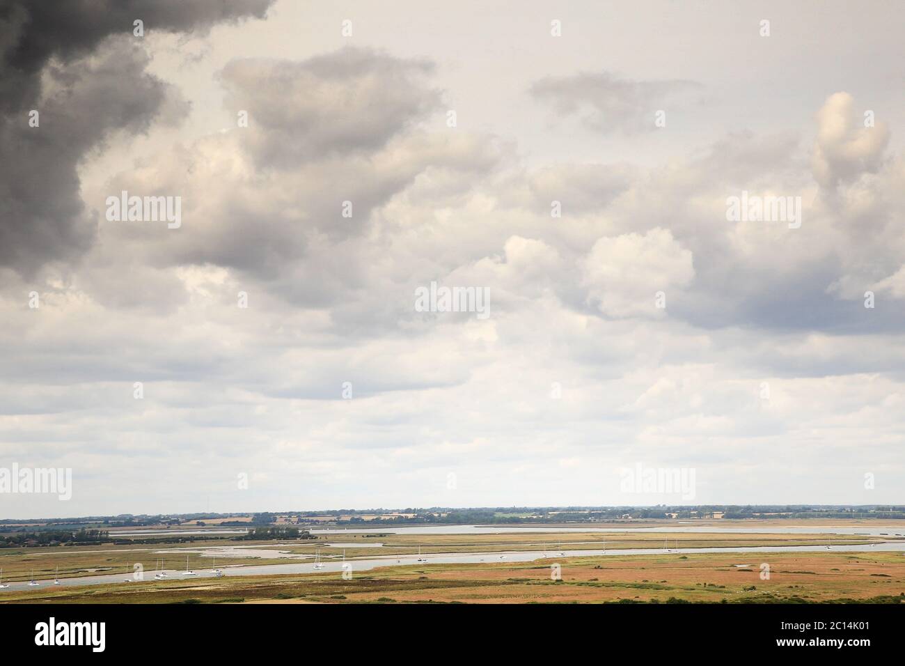 hight view point looking down at the countryside of essex coastline in walton on the naze Stock Photo