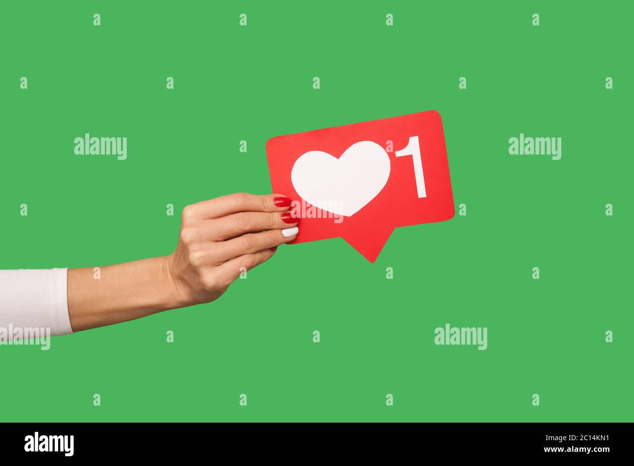 Love Interesting Content Closeup Of Hand Holding Heart Like Icon Of Social Media Emoji Notification Button To Follow And Subscribe Blog Popular For Stock Photo Alamy