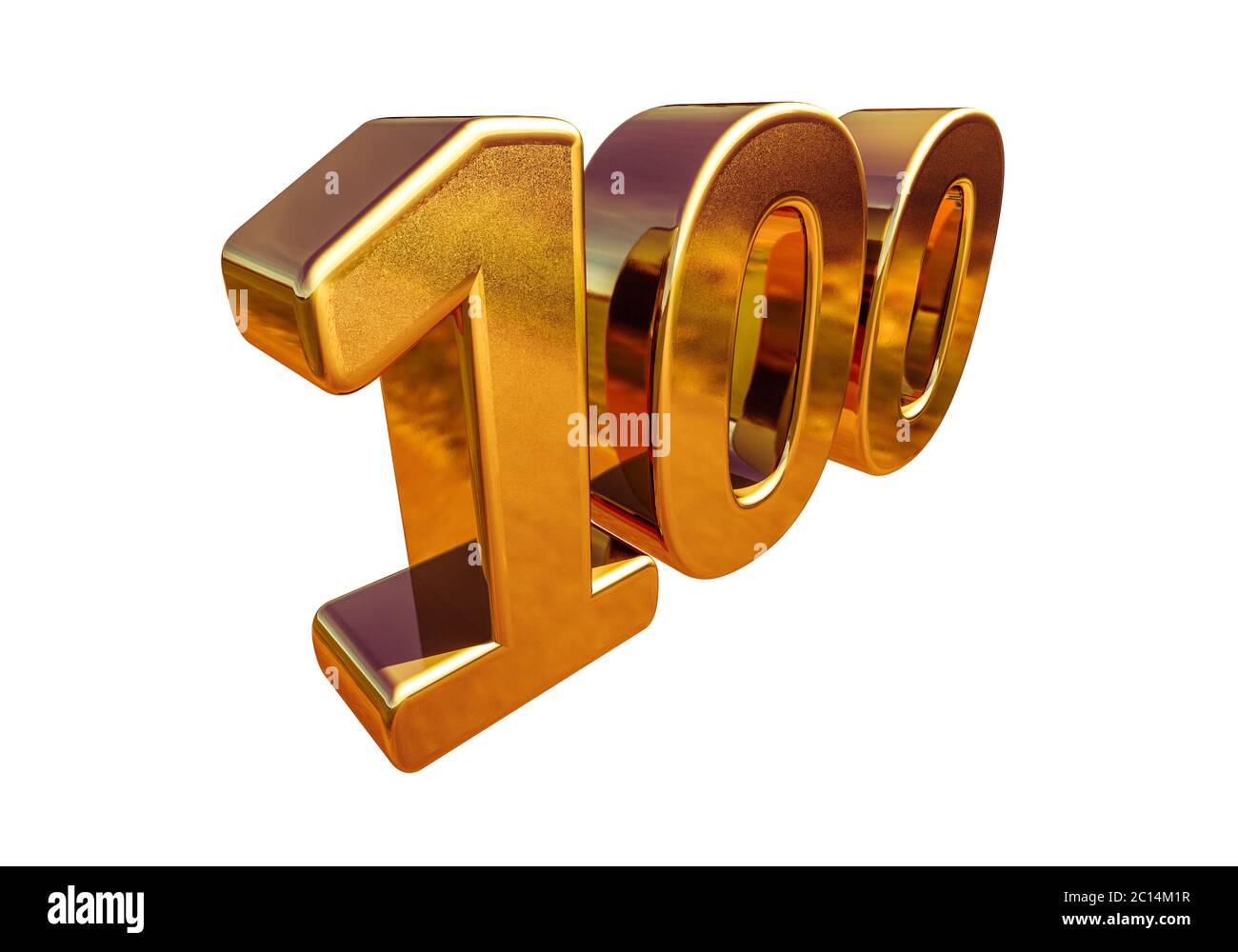 Gold 3d 100th Anniversary Sign Stock Photo