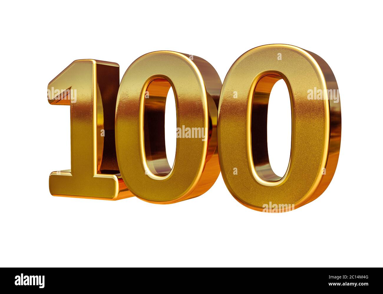 Gold 3d 100th Anniversary Sign Stock Photo