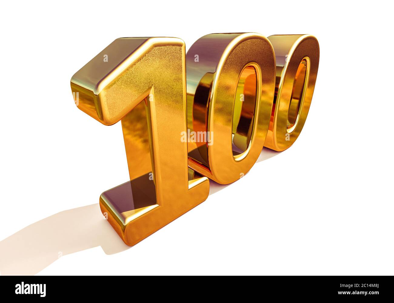 Gold 3d 100th Anniversary Sign Stock Photo