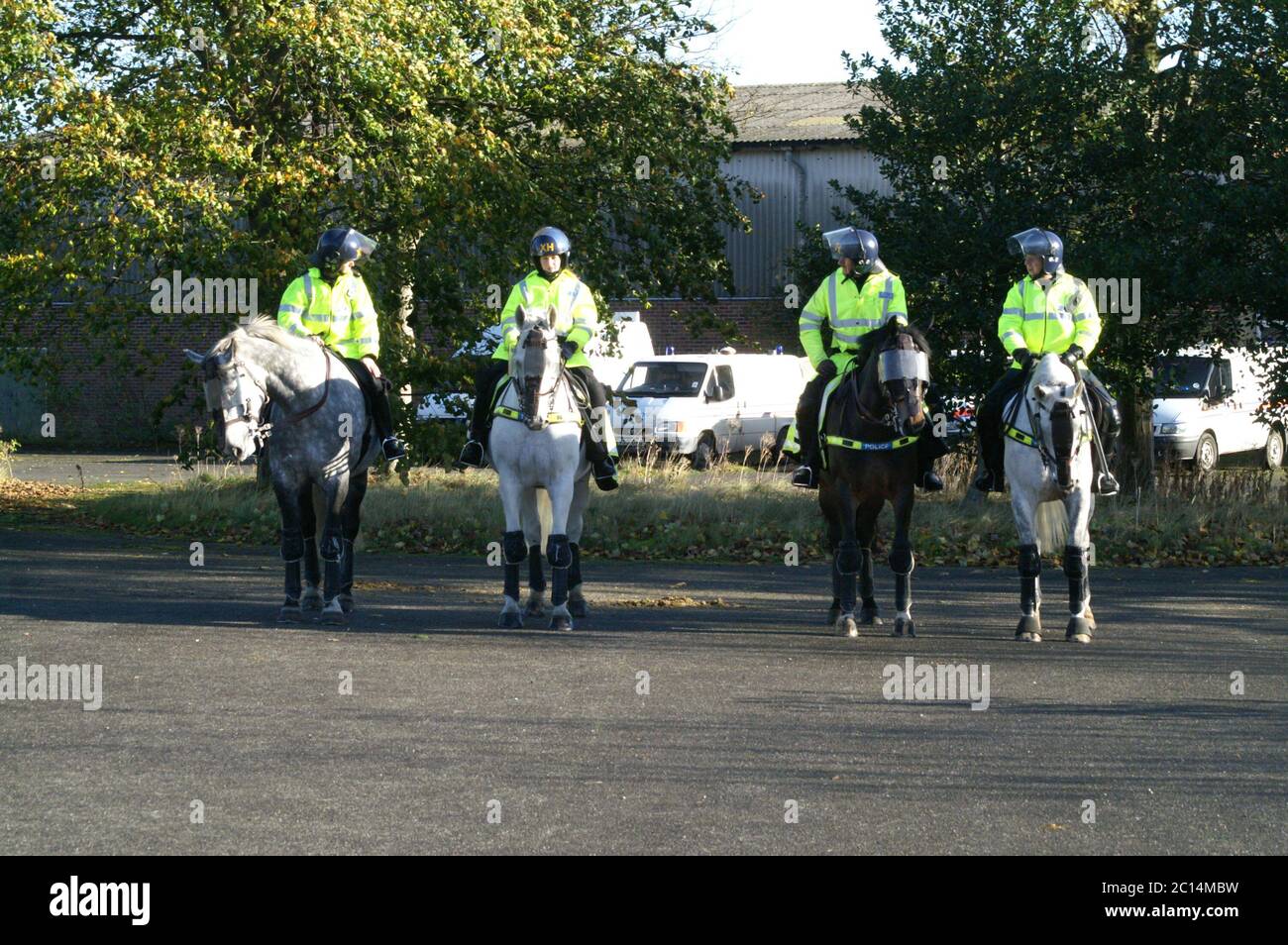mounted police at incident, london Stock Photo