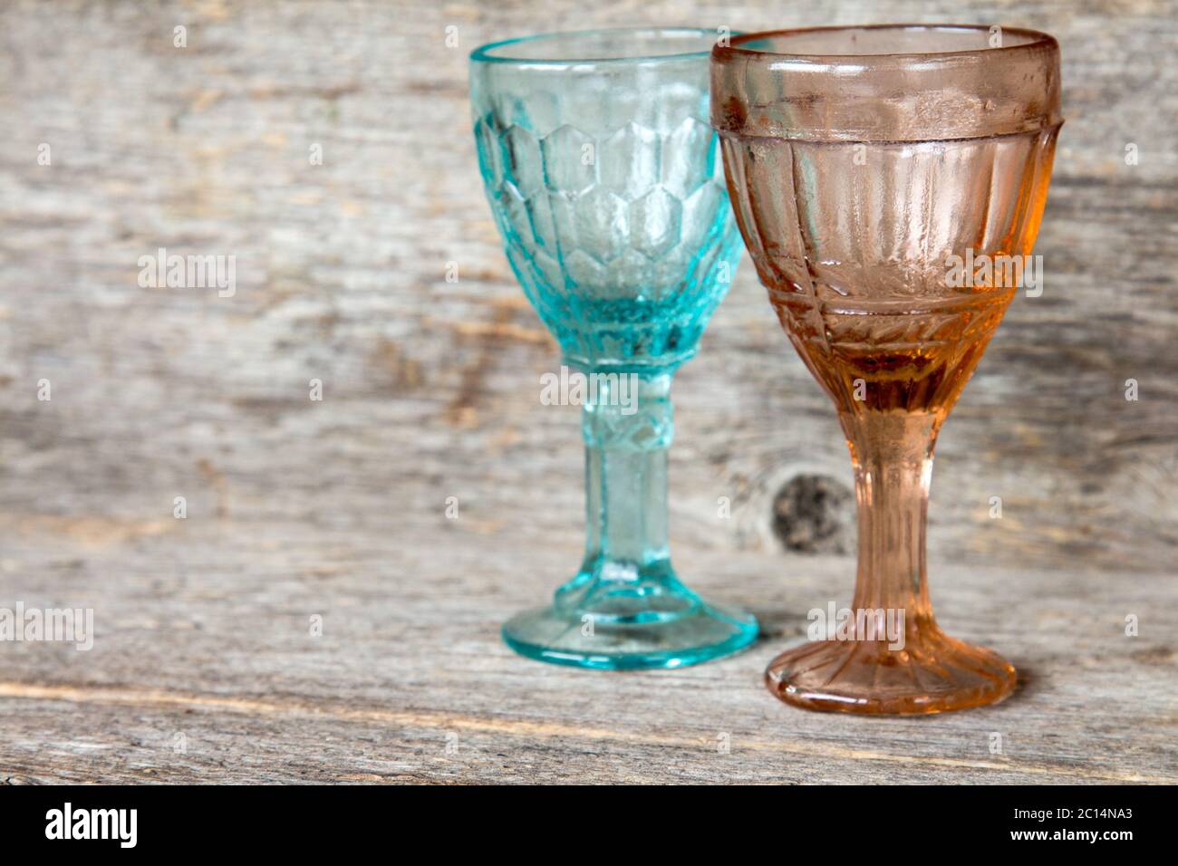 Two empty crystal wineglasses Stock Photo