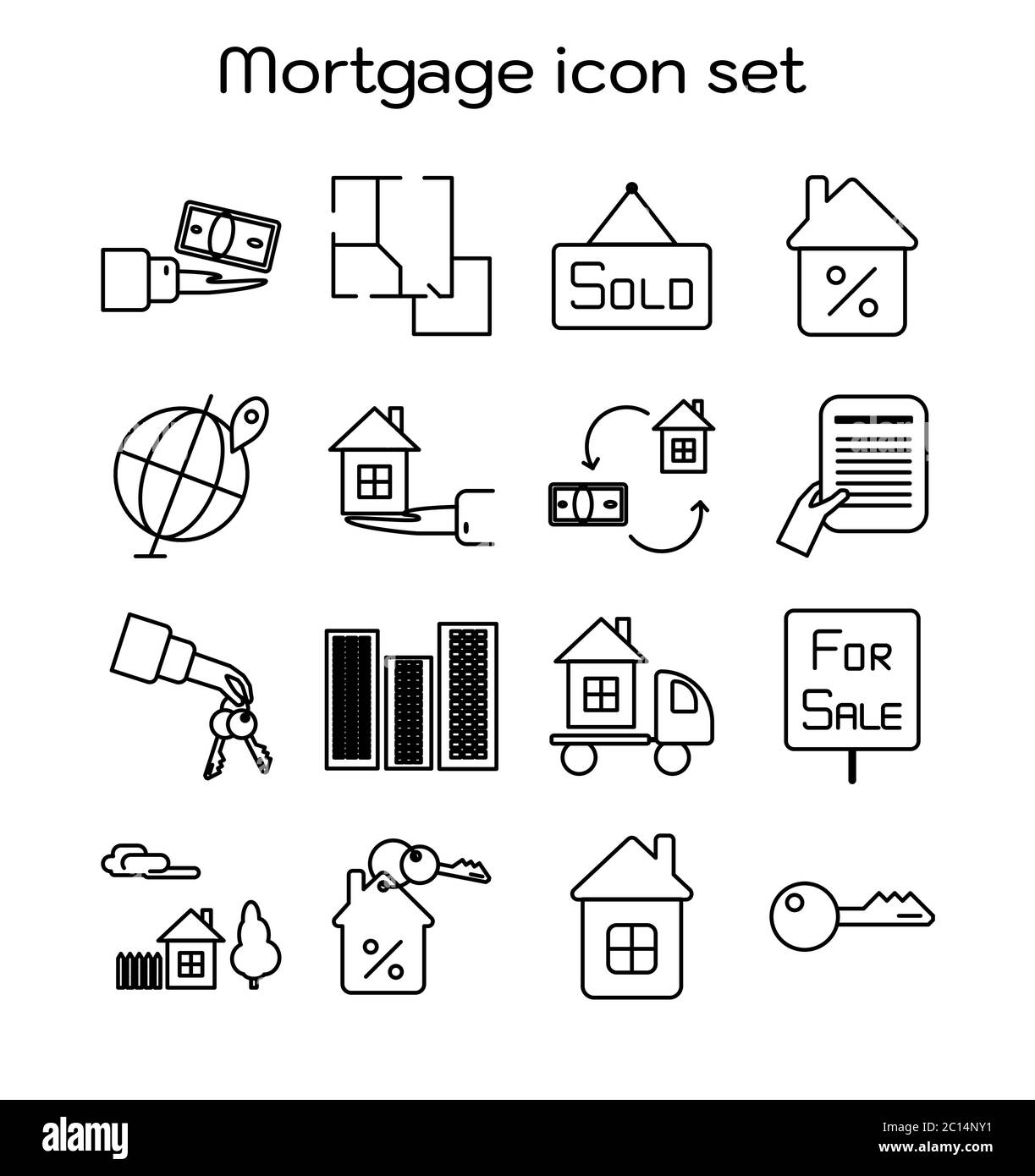 Mortgage line icon set. Vector illustration. Concept Stock Vector Image ...