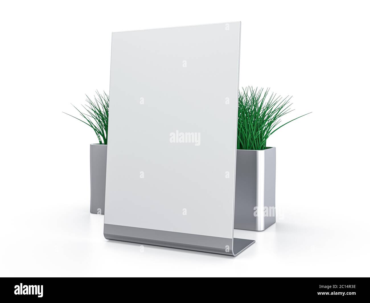 Blank paper Table Tent. Mockup on white background. 3D rendering Stock ...
