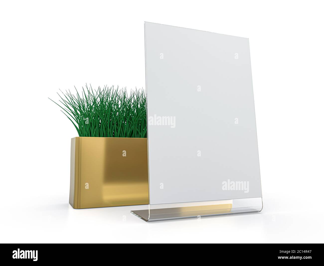 Blank paper Table Tent. Mockup on white background. 3D rendering Stock ...