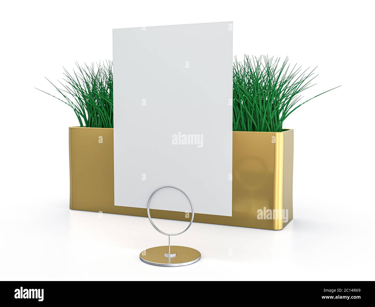 Blank paper Table Tent. Mockup on white background. 3D rendering Stock ...