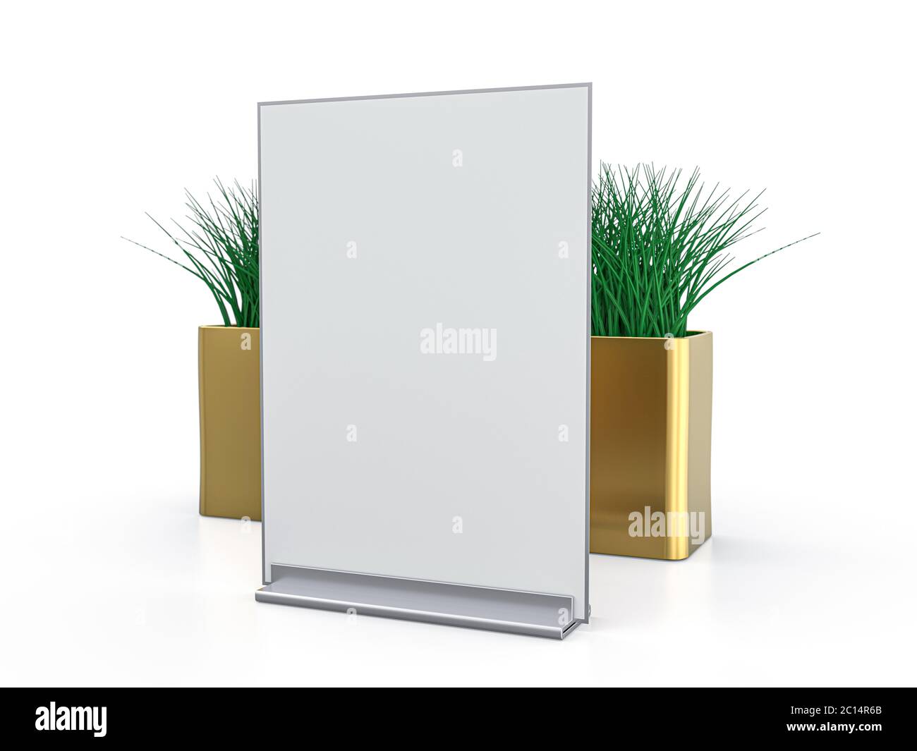 Blank paper Table Tent. Mockup on white background. 3D rendering Stock ...
