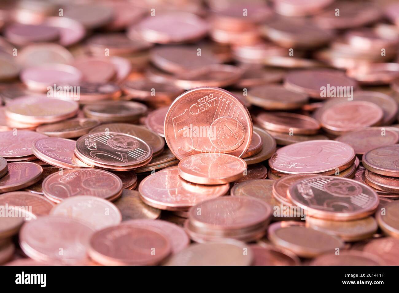 Close up shot of euro cent coins Stock Photo