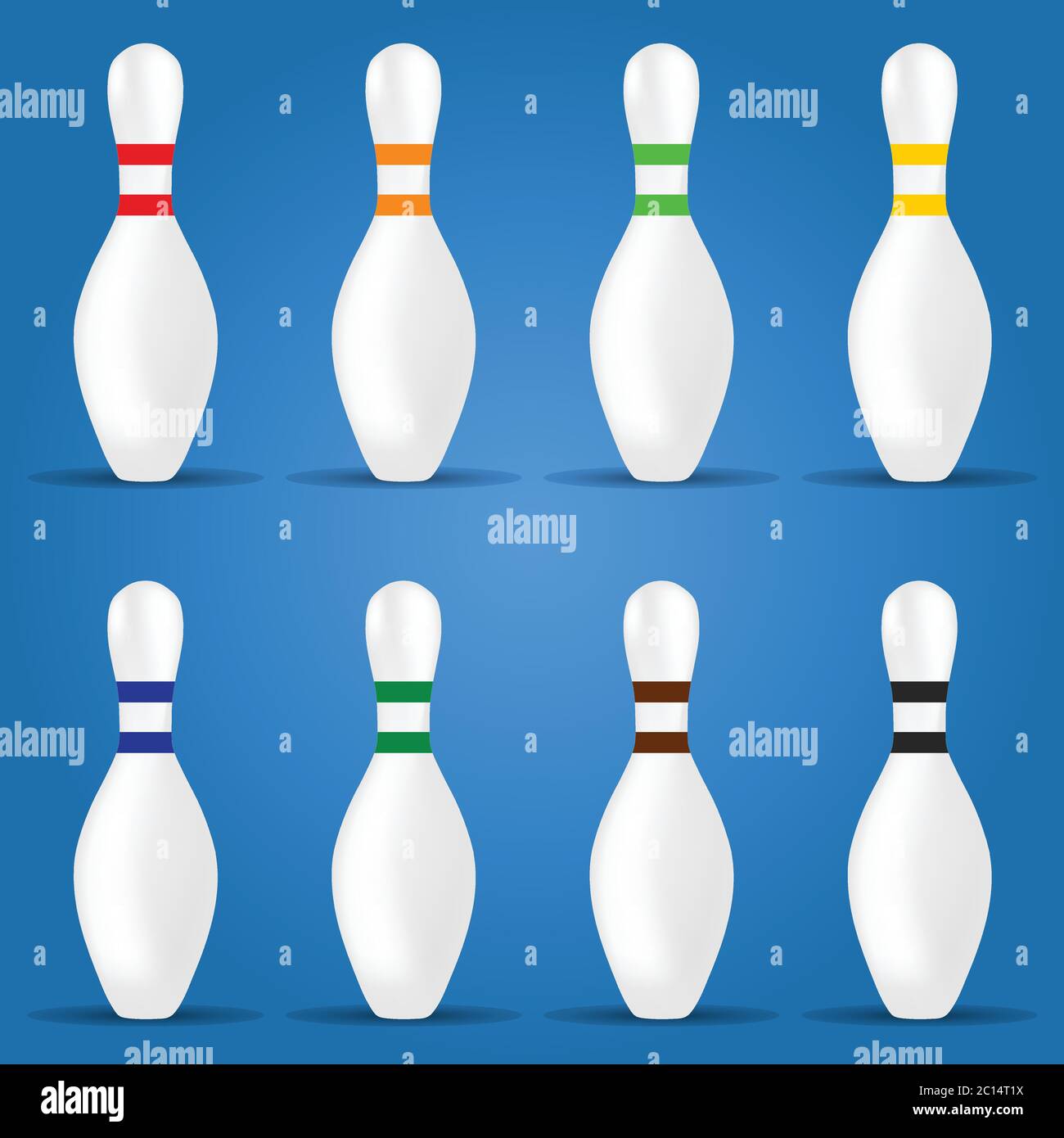bowling pin in different color illustration on blue background Stock Vector  Image & Art - Alamy