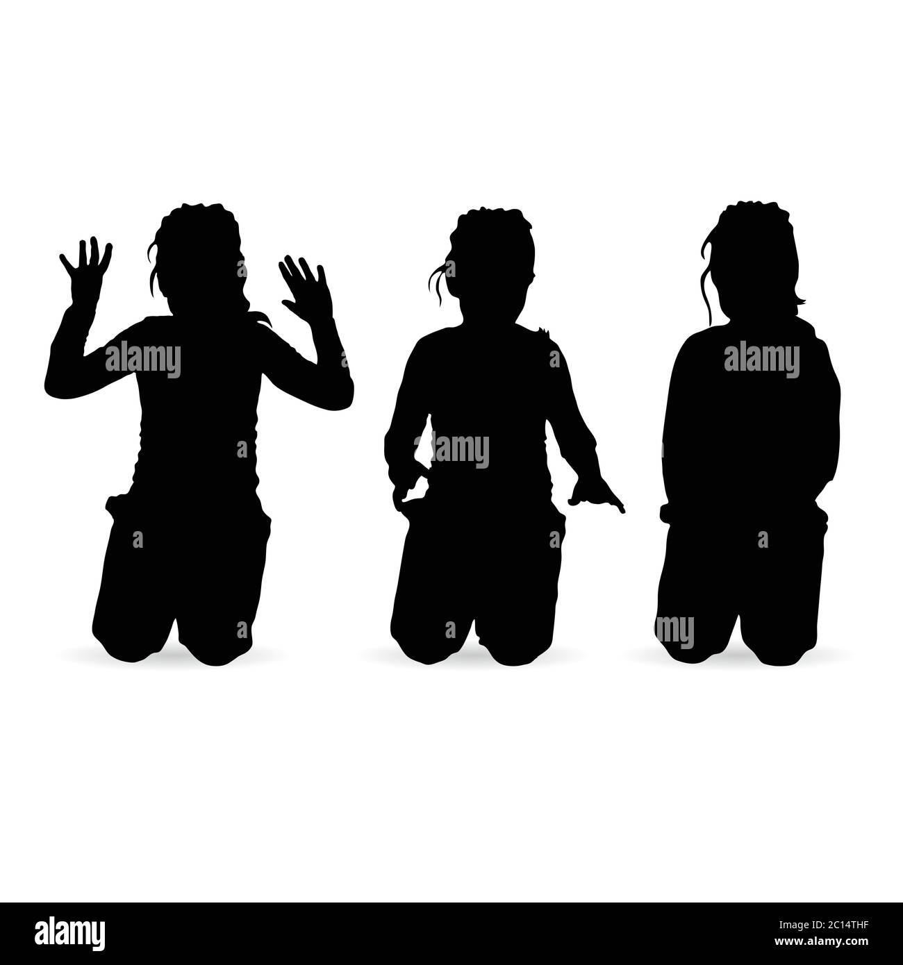 Girl kneeling silhouette hi-res stock photography and images - Alamy