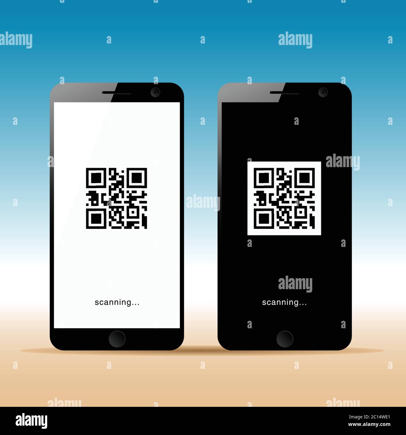 mobile phone with scanning icon on it art illustration Stock Vector ...