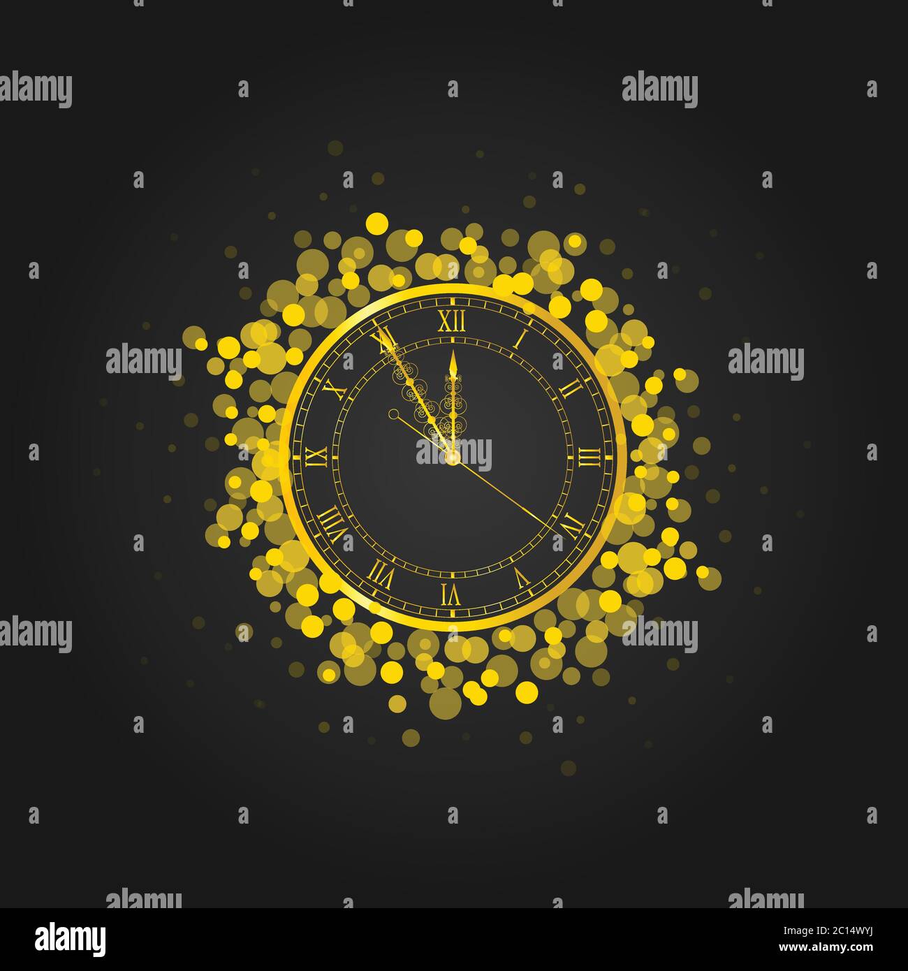 new year clock in gold color illustration Stock Vector Image & Art - Alamy