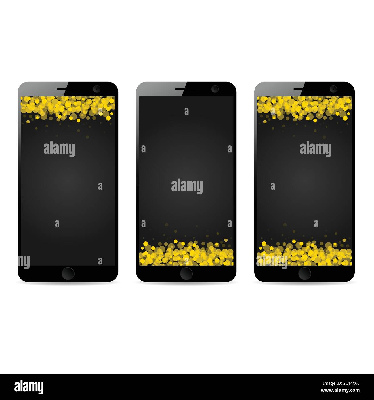 Cell Phone Gold Color Android mobile phone with sparkle gold on it set illustration Stock Vector ...