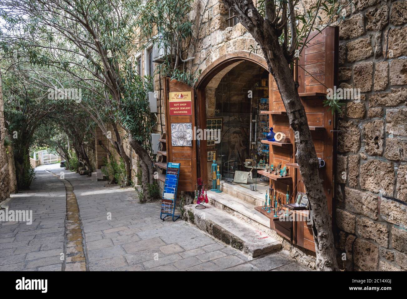 Gift shop in historic part of Byblos, largest city in the Mount Lebanon