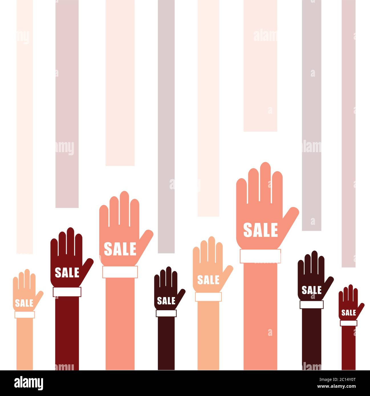 sale on hands set in two color art illustration Stock Vector