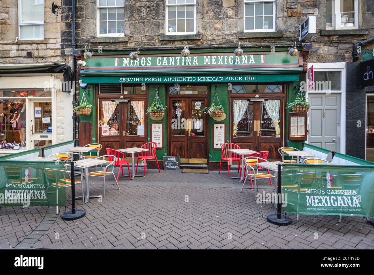 Miros Cantina Mexicana restaurant located on Rose Street in New Town of Edinburgh, the capital of Scotland, part of United Kingdom Stock Photo