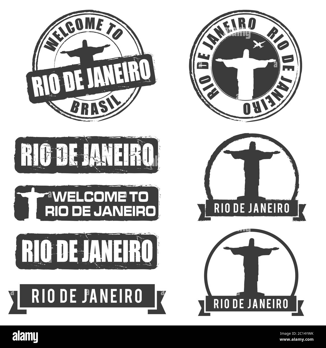 rio de janeiro symbol set illustration on white Stock Vector Image