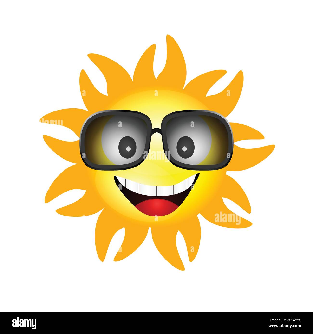 sun face with sunglasses one vector illustration on white Stock Vector