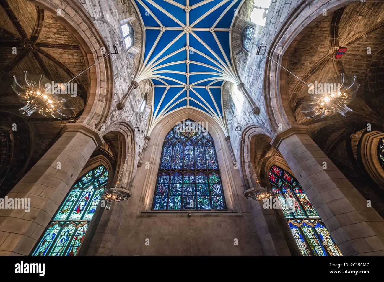 Interior of St Giles Cathedral also called High Kirk of Edinburgh in Edinburgh, the capital of Scotland, part of United Kingdom Stock Photo