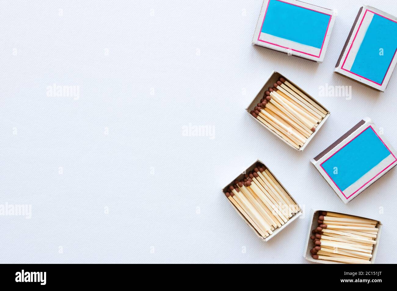 matchboxes on white background with space for text Stock Photo - Alamy