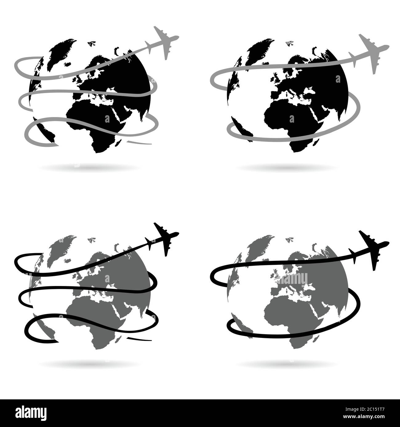 travel with airplane around the world set illustration Stock Vector ...