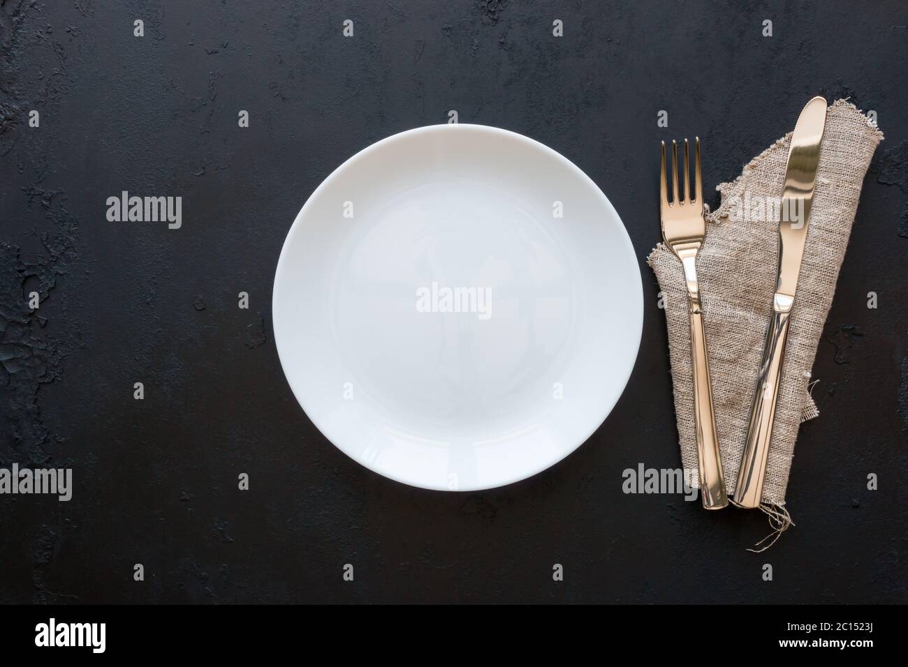 Download Empty White Plate And Cutlery Mockup Stock Photo Alamy