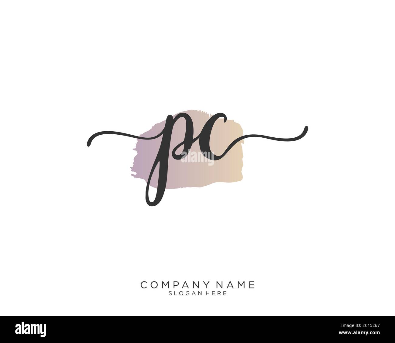 PC Initial handwriting logo vector Stock Vector