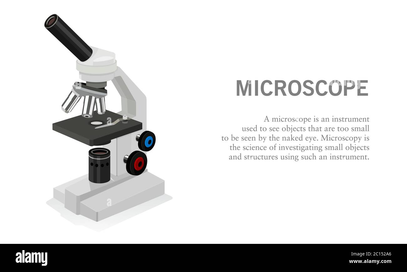 Vector illustration of a laboratory microscope unit. Suitable for design elements of science experiment, chemistry laboratory and object research. Stock Vector