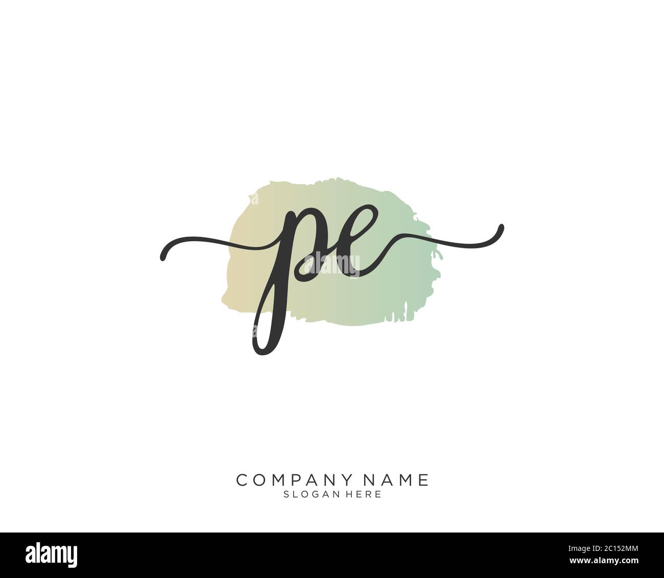 PE Initial handwriting logo vector Stock Vector