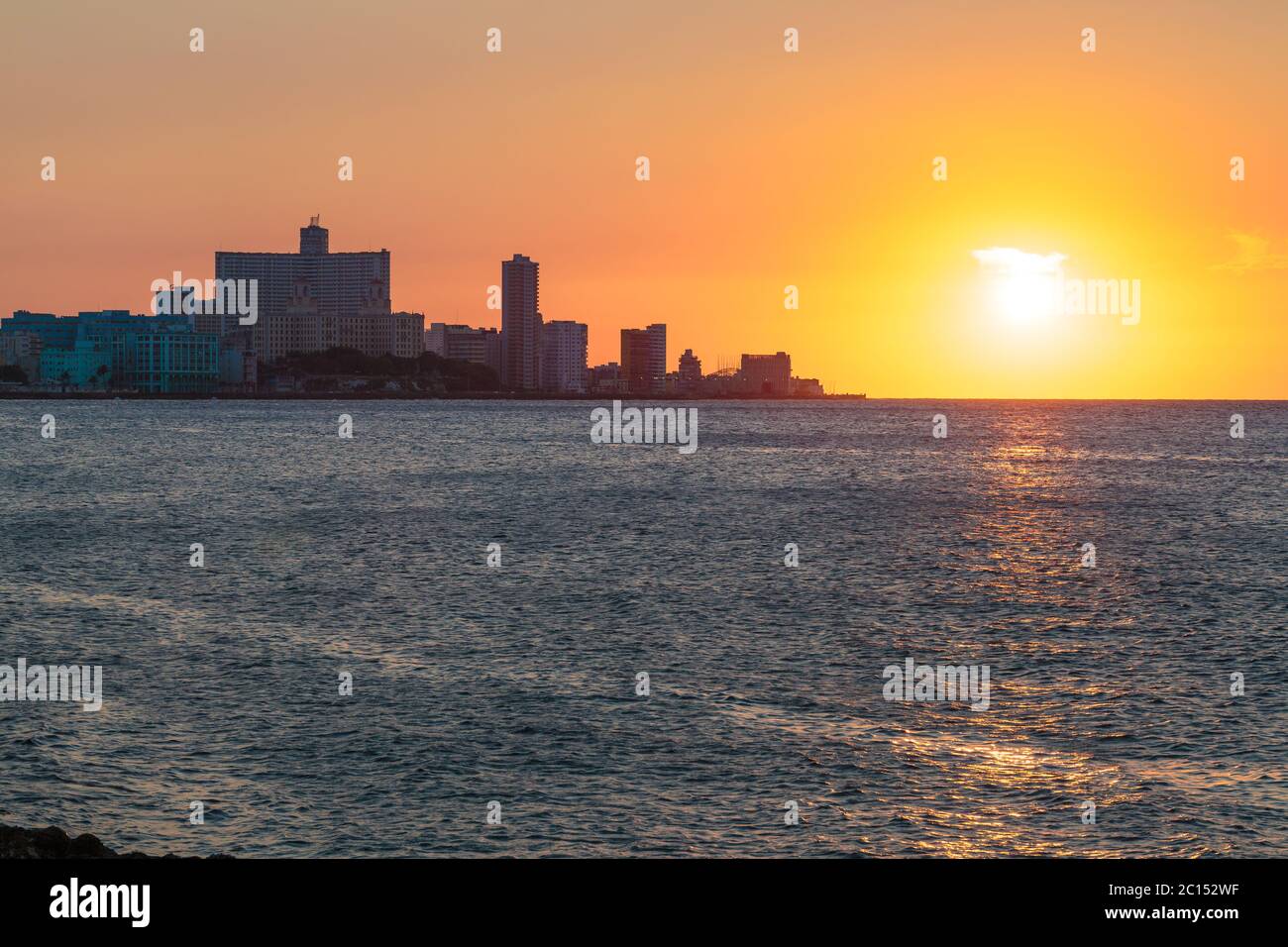 Sunset in La Habana Stock Photo