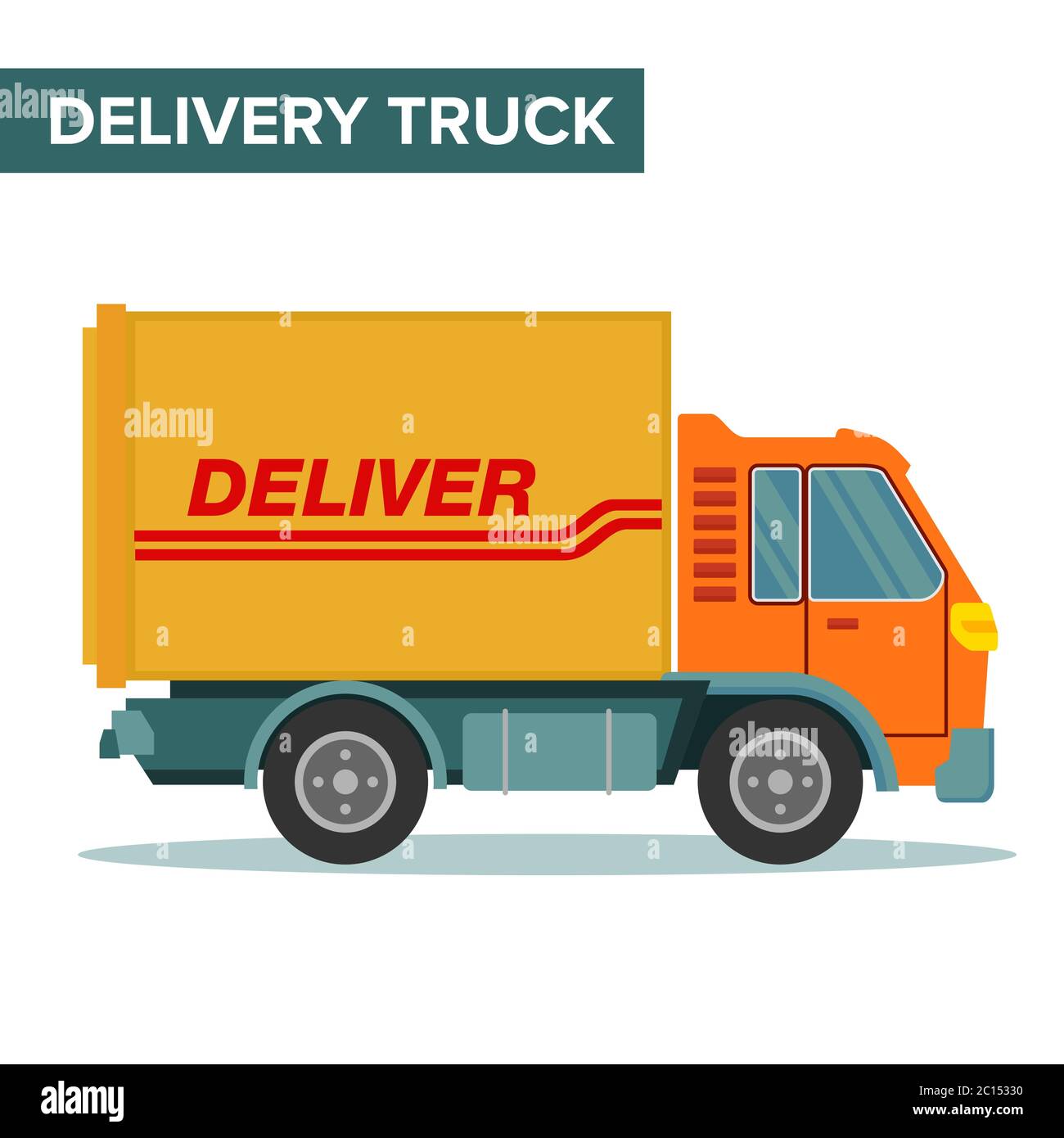 Vector illustration of a freight truck with container box. Suitable for freight forwarding, logistics transfer services, and business transportation. Stock Vector