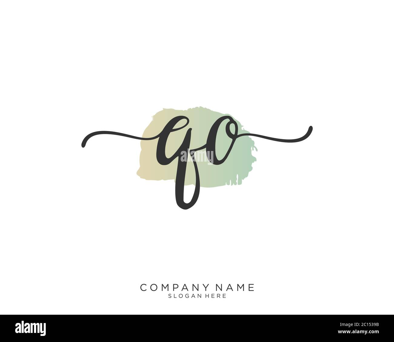 QO Initial handwriting logo vector Stock Vector