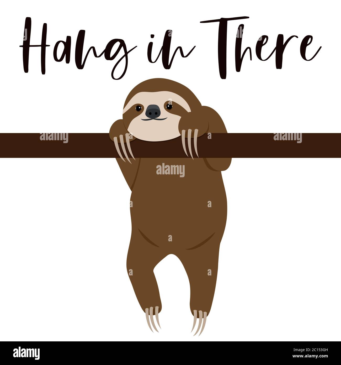 Cute sloth with Hang in there title Stock Vector