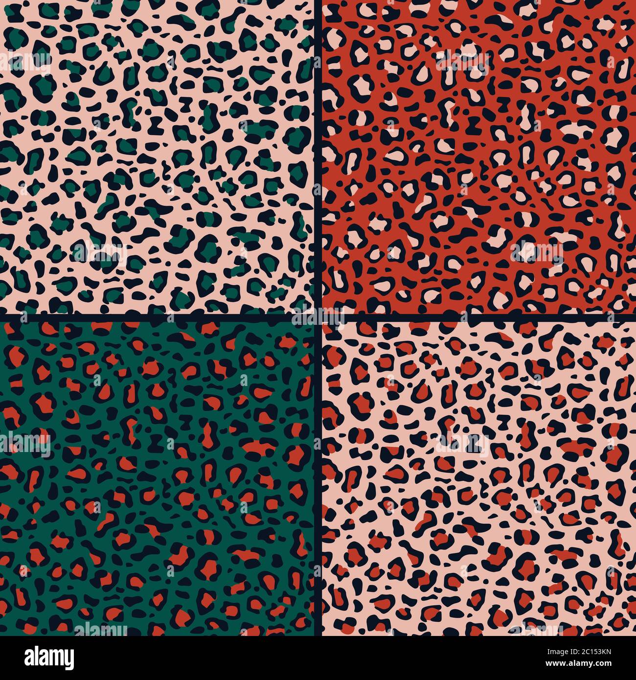 Seamless jaguar pattern in four different color Stock Vector