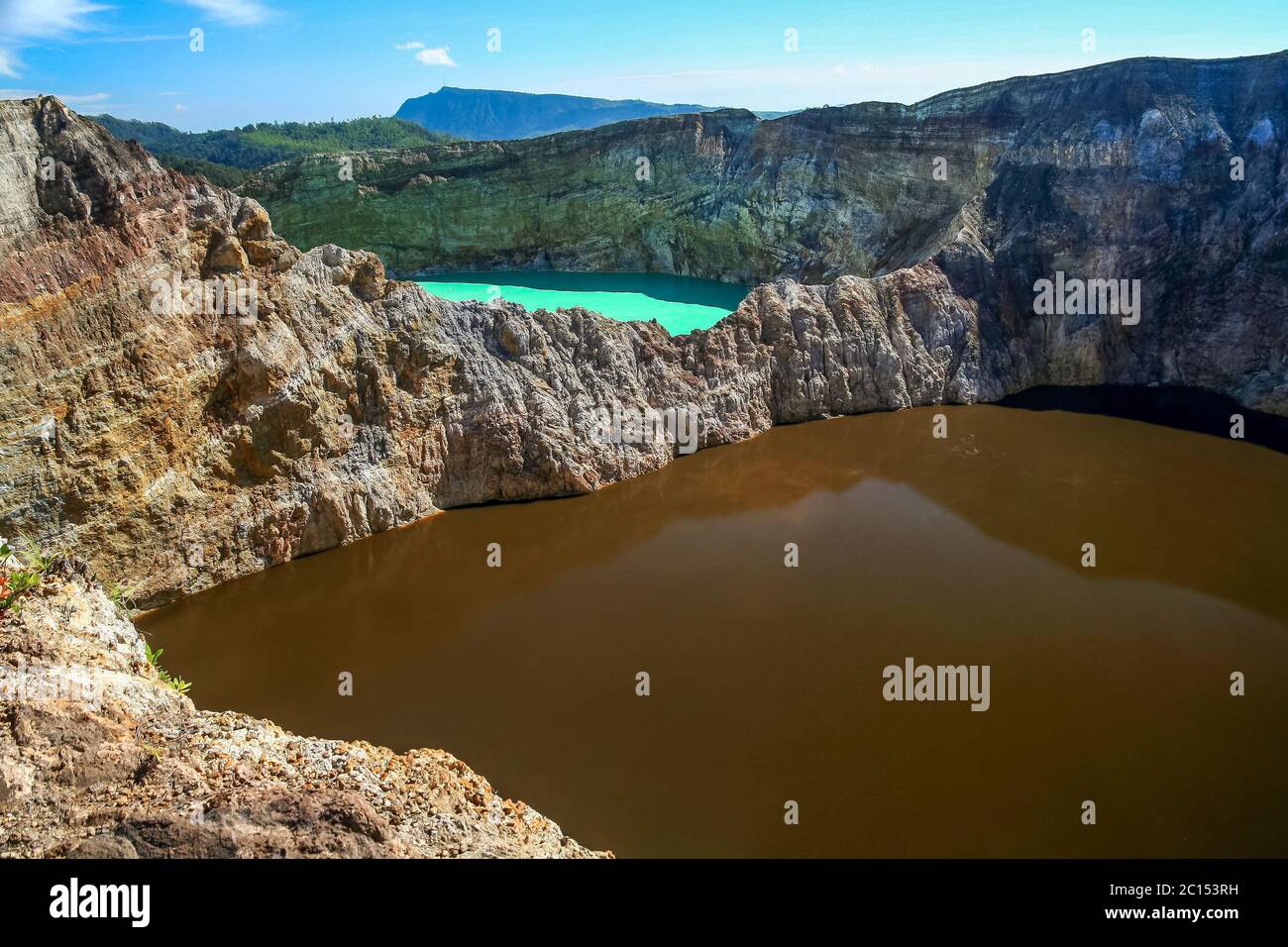 Colorful Kelimutu crater lakes Stock Photo