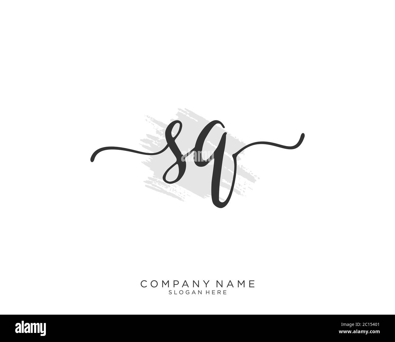 SQ  Initial handwriting logo vector Stock Vector