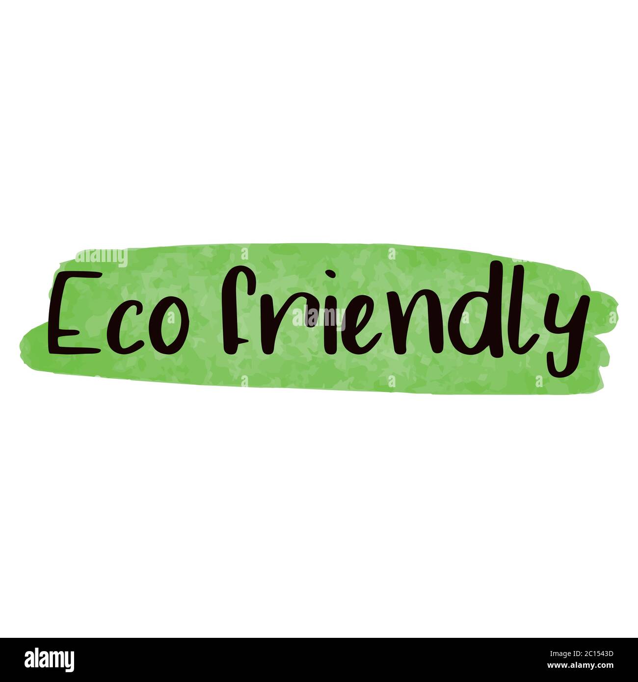 Eco-friendly label on green watercolor stroke Stock Vector