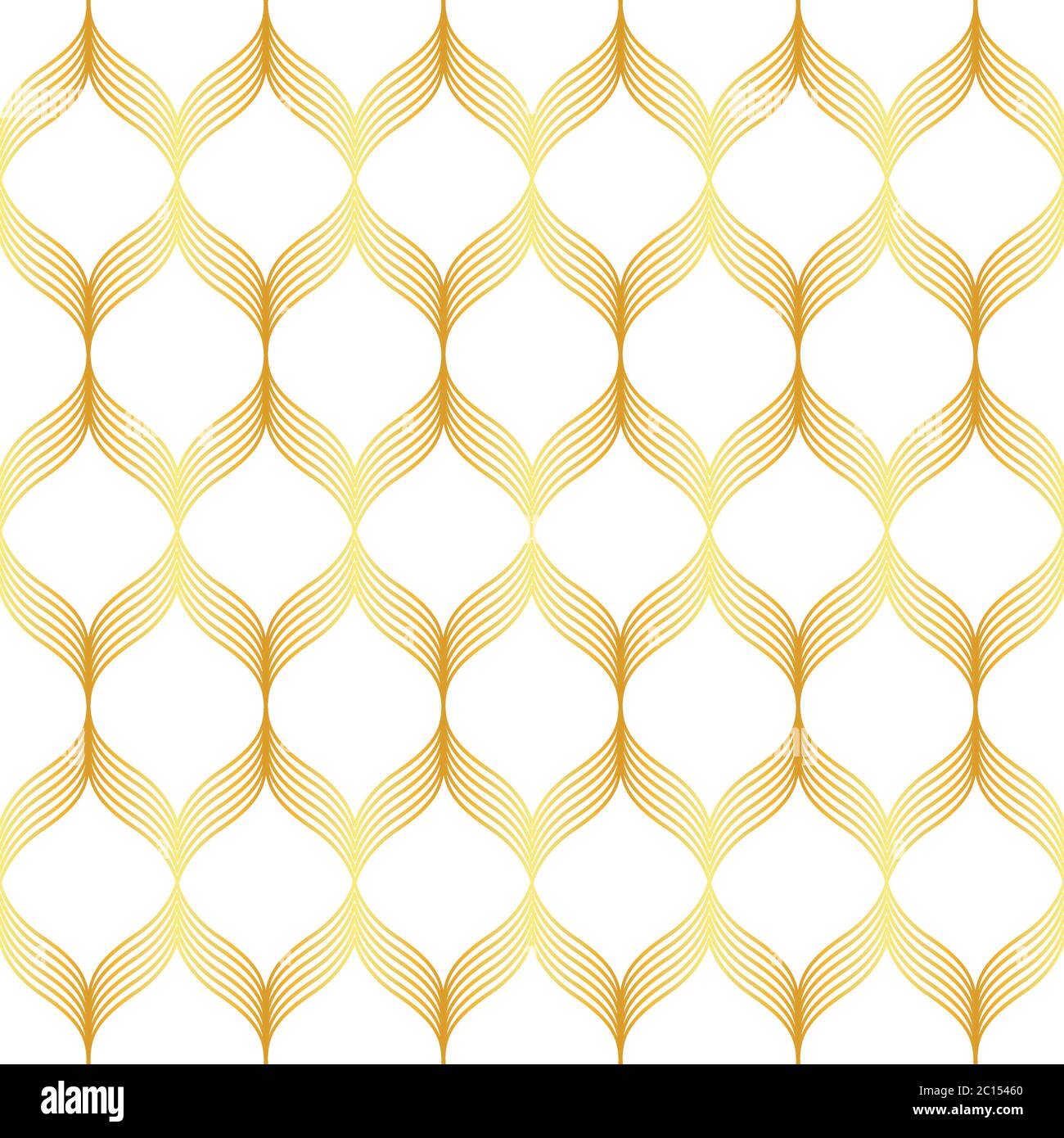 Gold geometric seamless pattern on white background Stock Vector