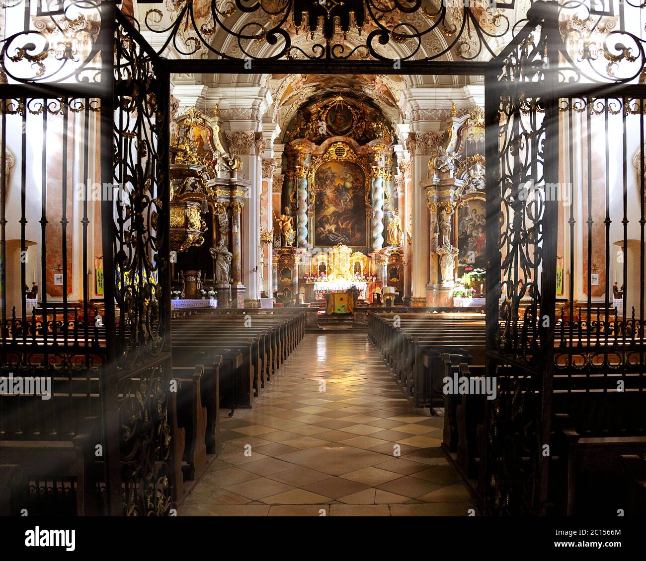 DE - LOWER BAVARIA: Interior of St. Michael's Klosterkirche at Metten (Benedictine Monastery) Stock Photo