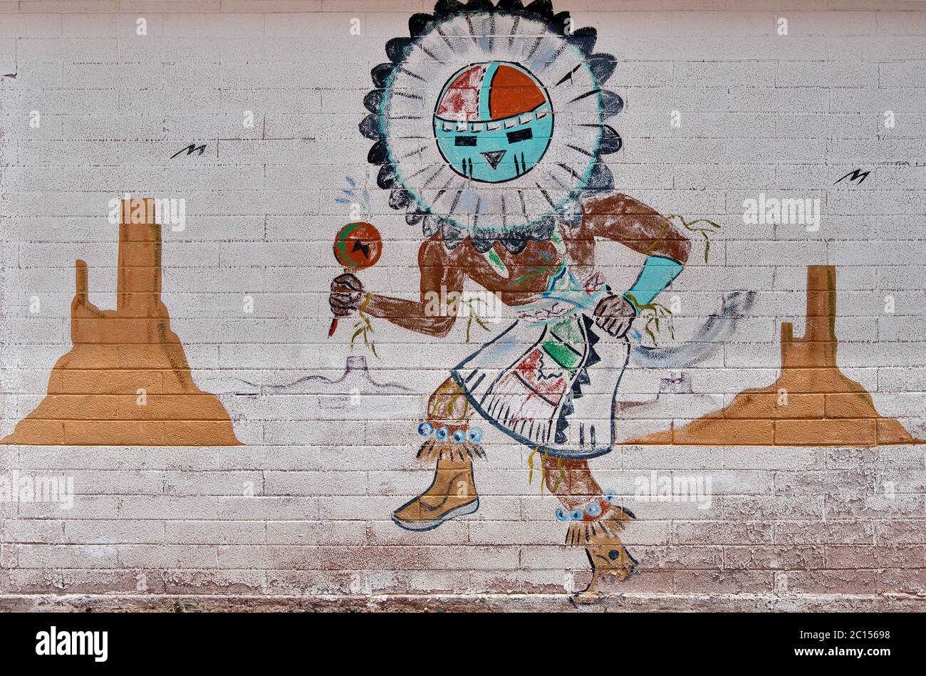 Indian motifs mural at Jackrabbit Trading Post on Route 66 near