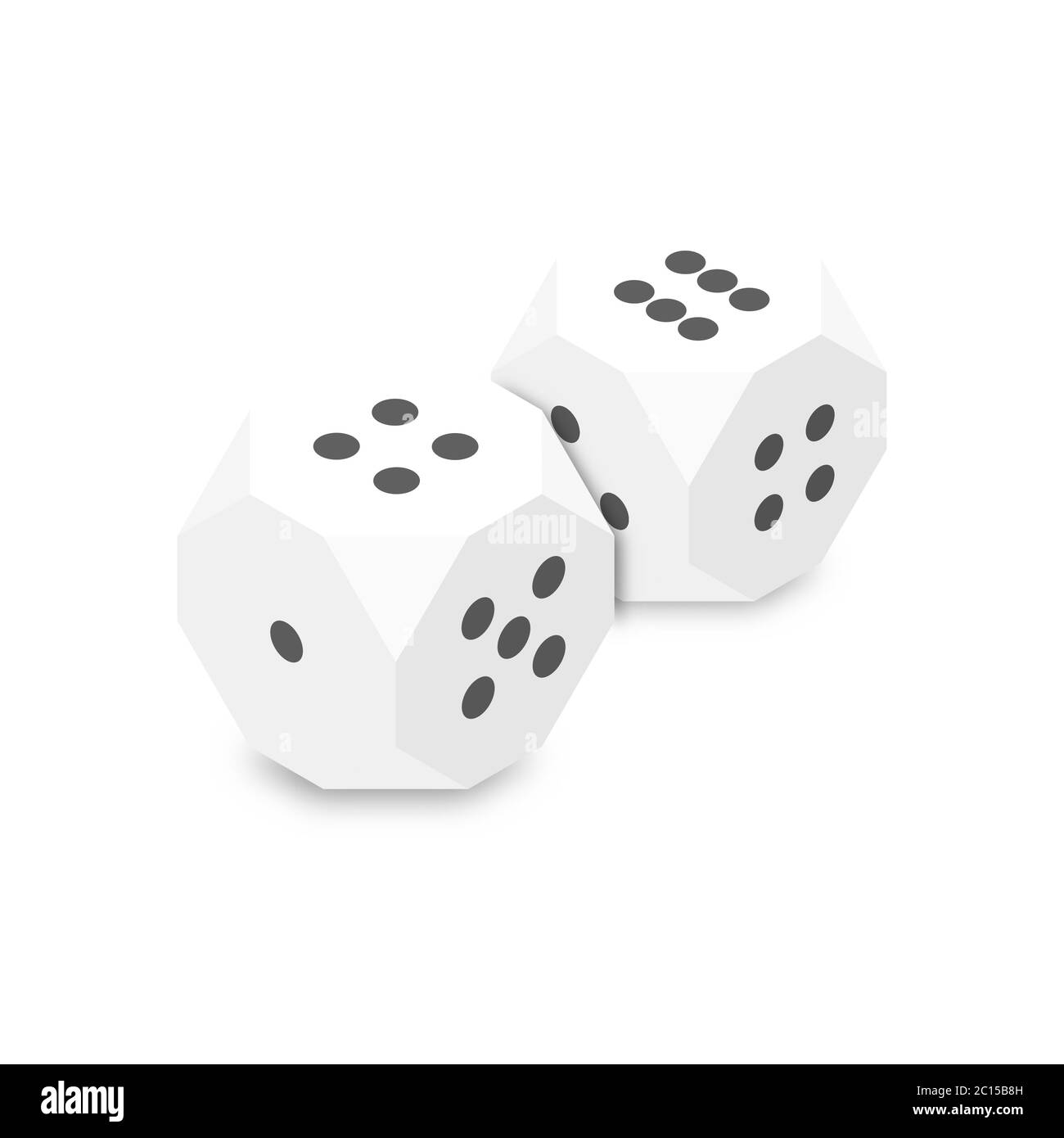 White dice, flat 3D isometric style, vector illustration Stock Vector