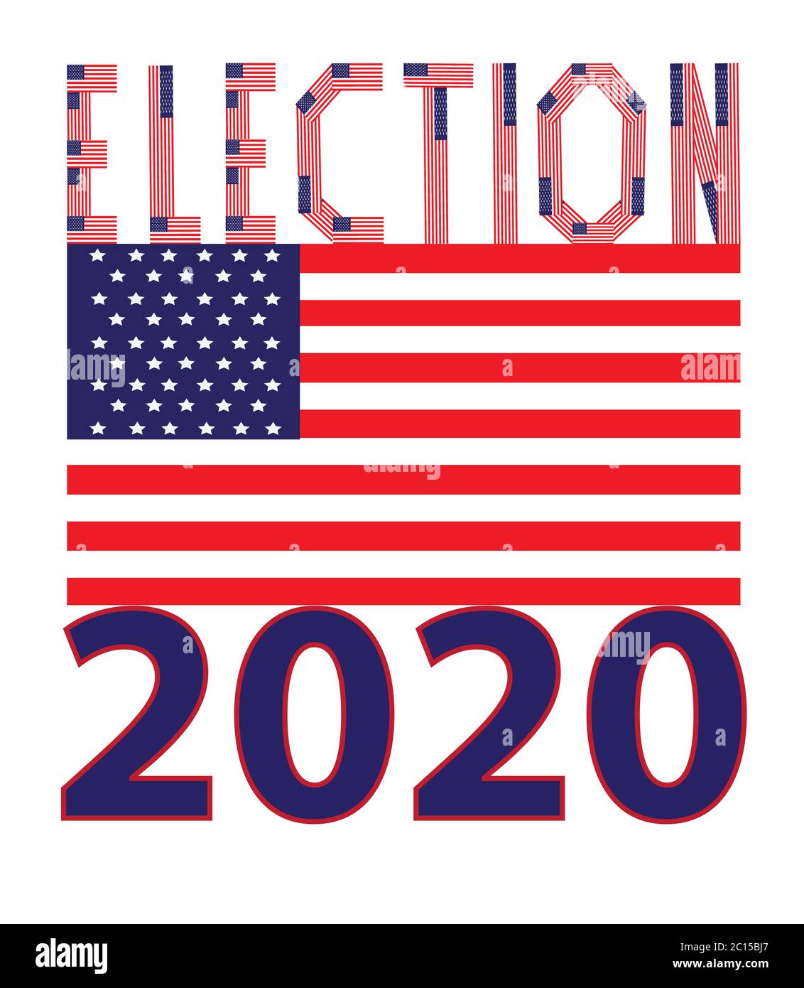 Graphic Sign for USA Presidential Election 2020, American Flag Stock Photo