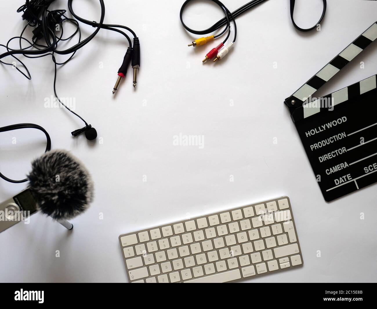 Flat with a copy space on a white background for video production 