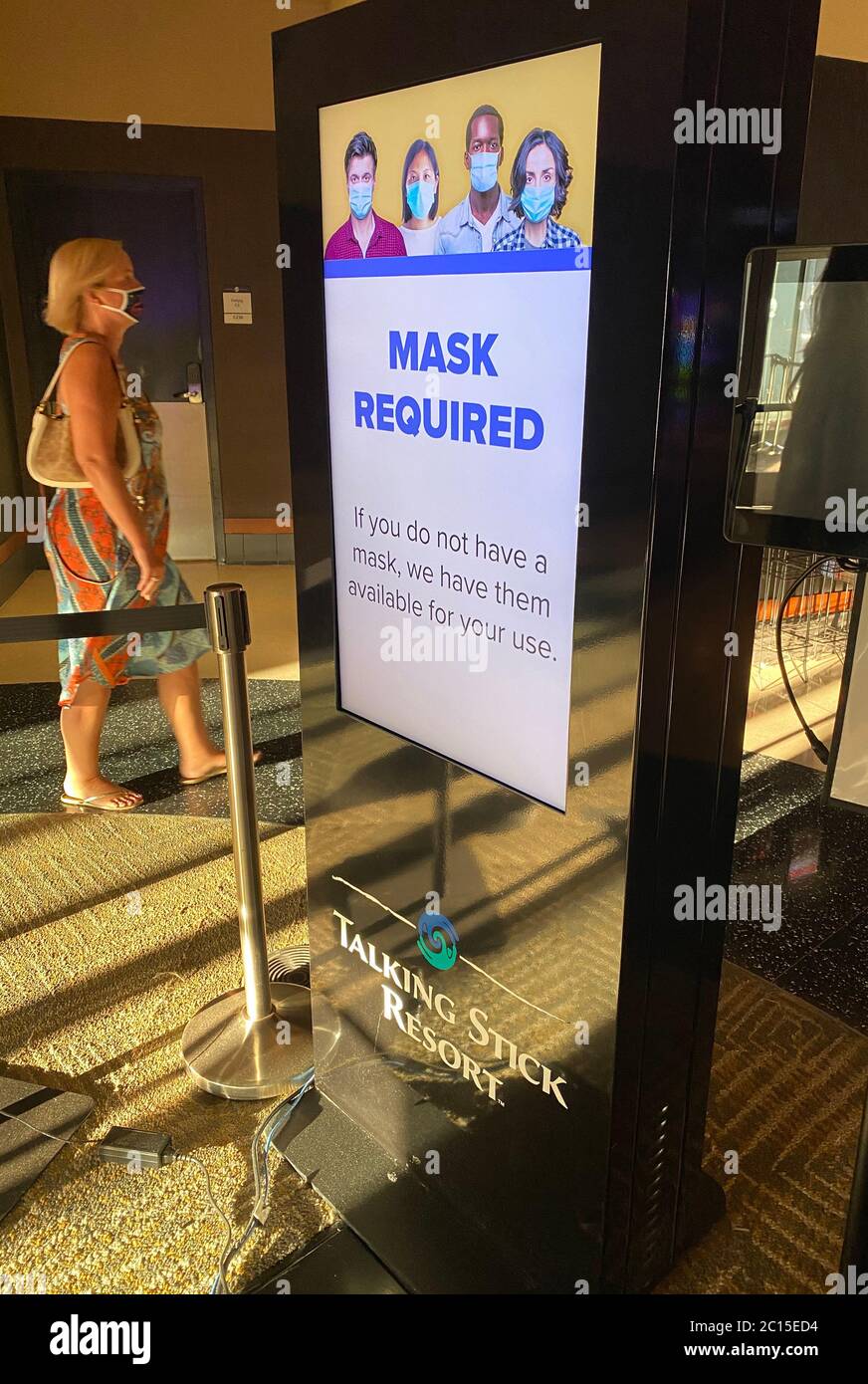 Scottsdale, AZ, USA. 13th June, 2020. Arizona casinos require masks to enter premises due to Covid-19 as pictured at Talking Stick Casino in Scottsdale, AZ Arizona on June 13, 2020. Credit: Mpi34/Media Punch/Alamy Live News Stock Photo