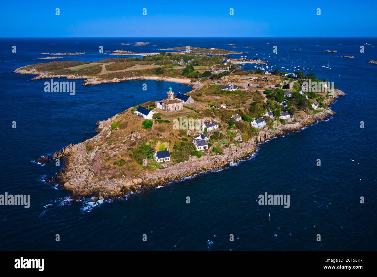 France, Normandy, Manche department, Chausey isands, Grande île, aerial view Stock Photo