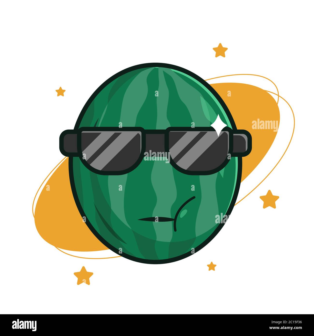 Watermelon using sunglasses logo design vector template. Summer concept Stock Vector